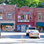 Buildings at the intersection of the North Main and South Main Streets in Jellico, Tennessee.