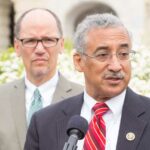 Congressman Bobby Scott, Sponsor of the PRO Act Bill, flanked by Thomas Perez, U.S. Secretary of Labor, April 21, 2016.