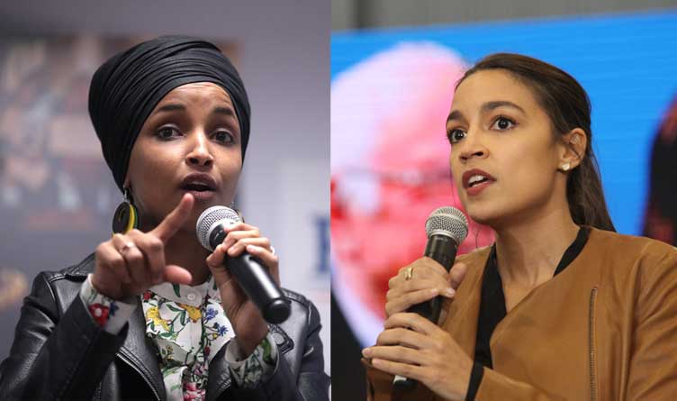 US Representatives Ilhan Omar (D-MN) and Alexandria Ocasio-Cortez (D-NY)