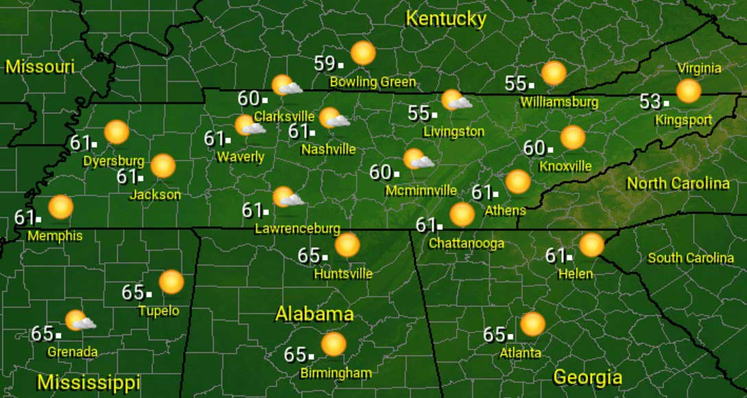 Tennessee Weather Forecast Cooler Temperatures Across The State