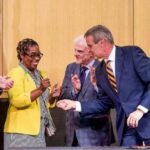 District 9 Chattanooga Councilwoman Demetrus Coonrod with Tennessee Governor Bill Lee