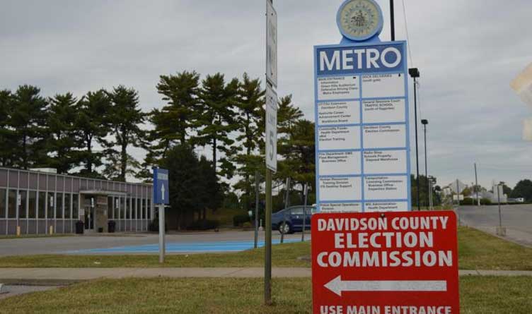 Signs for the Davidson County Election Commission at the Metro Southeast Facility, a complex of Metropolitan Nashville Government office.