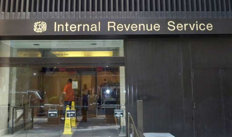 Exterior of the Internal Revenue Service office in midtown New York.