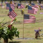 Memorial Day decorations at Maui Veterans Cemetery Makawao, Maui, Hawaii.