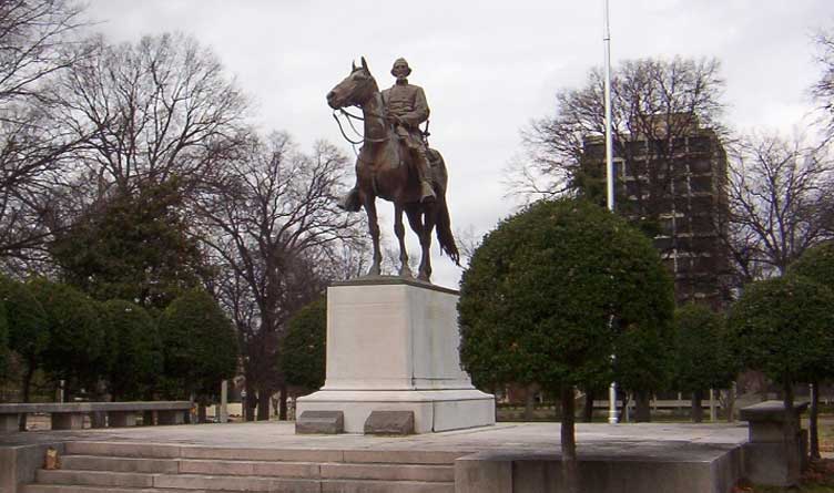 Nathan Bedford Forrest grave and memorial in Nathan Badford Forrest Park on Union Ave in Memphis, Tennessee.