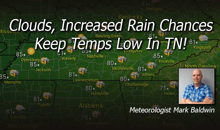 Clouds, Increased Rain Chances Keep Temps Low In TN!
