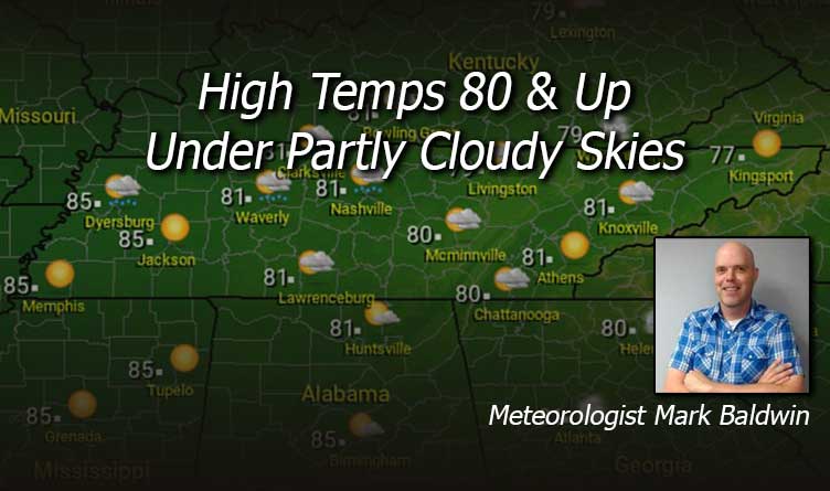 High Temps 80 & Up Under Partly Cloudy Skies - Your Tennessee Weather Forecast For Tuesday & Wednesday With Meteorologist Mark Baldwin From Crossville!