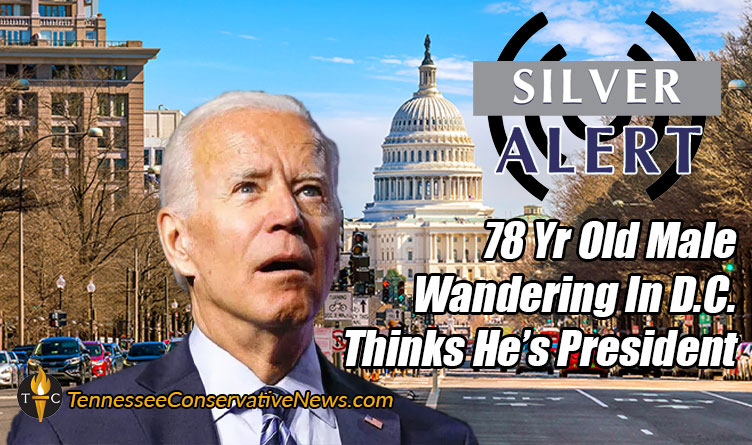 Silver Alert - 78 Year Old Male Wandering in D.C. Thinks He's President - Joe Biden Meme