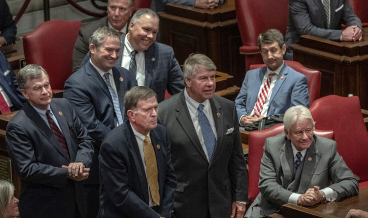 Members of the Tennessee House of Representatives in House Chambers.