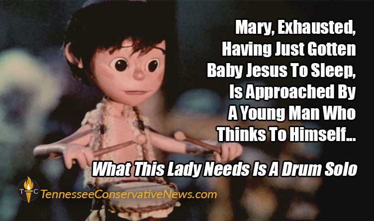 Mary, Exhausted, Having Just Gotten Baby Jesus To Sleep, Is Approached By A Young Man Who Thinks To Himself... What This Lady Needs Is A Drum Solo Christmas Meme