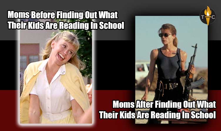 Moms Before and After Finding Out What Their Kids Are Reading In School Meme Grease Sandy Terminator Sarah Connor