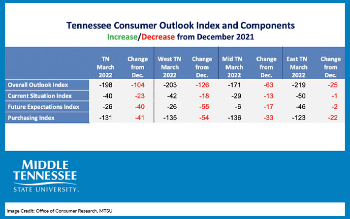 Survey Shows All-Time Low Consumer Outlook In Tennessee