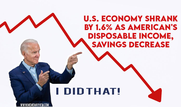 U.S. Economy Shrank By 1.6% As American's Disposable Income, Savings Decrease