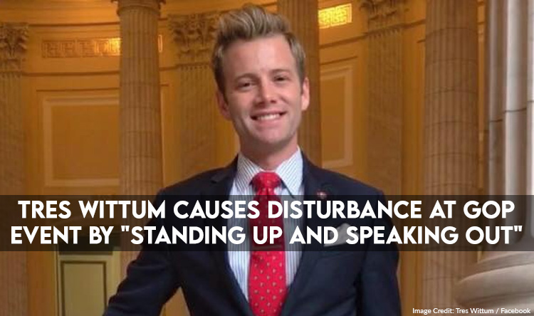 Tres Wittum Causes Disturbance At GOP Event By "Standing Up And Speaking Out"