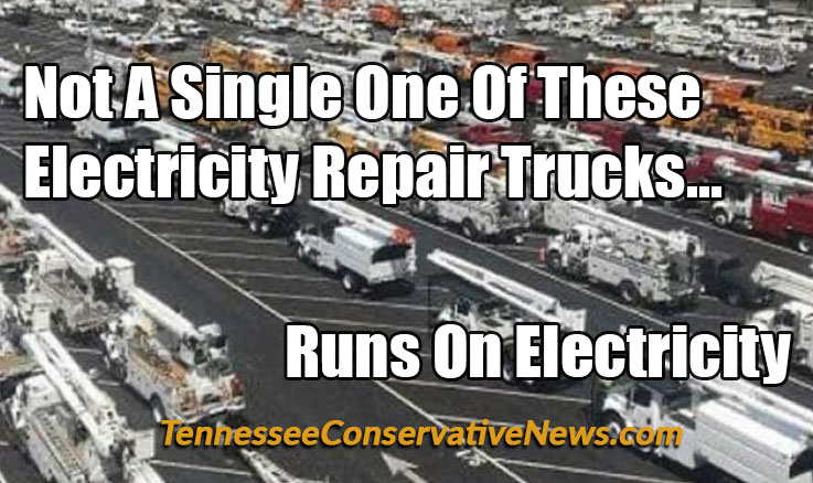 Not A Single One Of These Electricity Repair Trucks Runs On Electricity. Meme