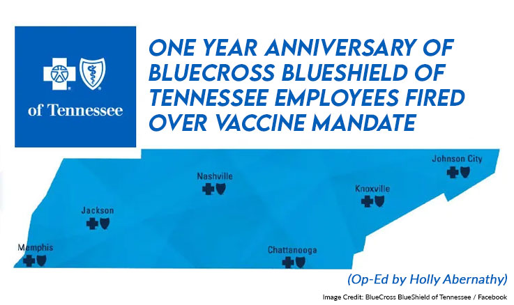 One Year Anniversary of BlueCross BlueShield Of Tennessee Employees Fired Over Vaccine Mandate