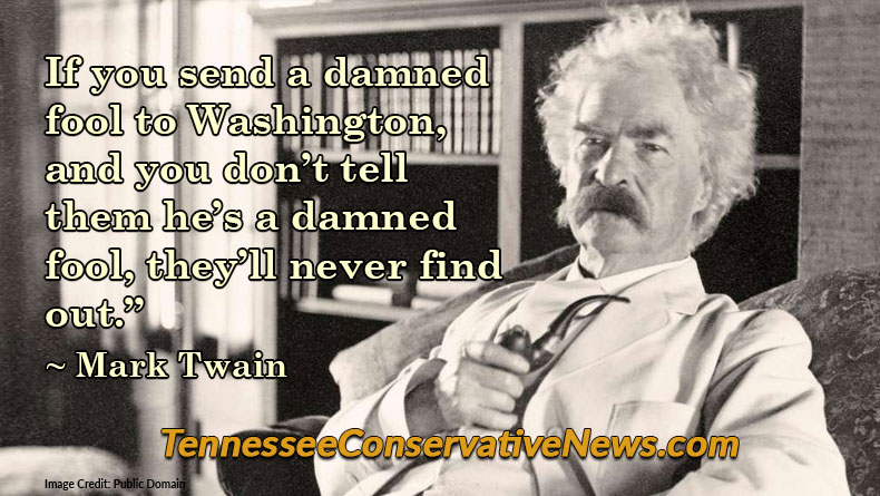 If you send a damned fool to Washington, and you don’t tell them he’s a damned fool, they’ll never find out. Mark Twain Quote Meme