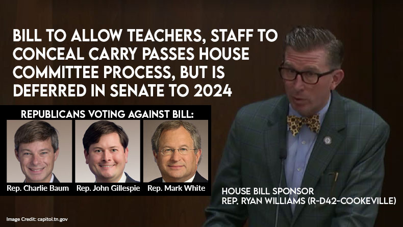 Bill To Allow Teachers & Staff To Conceal Carry Passes House Committee Process, But Is Deferred In Senate To 2024