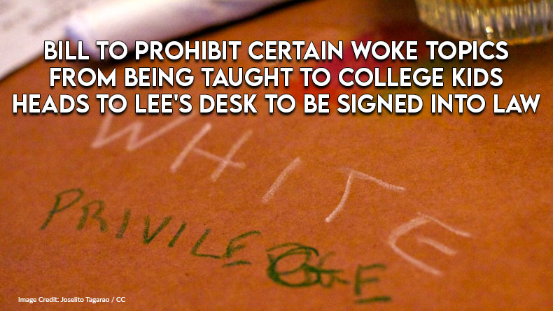 Bill To Prohibit Certain Woke Topics From Being Taught To College Kids Heads To Lee's Desk To Be Signed Into Law