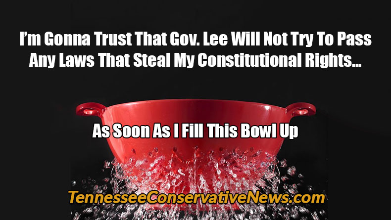 I’m Gonna Trust That Gov. Lee Will Not Try To Pass Any Laws That Steal My Constitutional Rights... As Soon As I Fill This Bowl Up - Meme