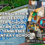 Citizens Gather In Protest Of After School Satan Club At Tennessee Elementary School