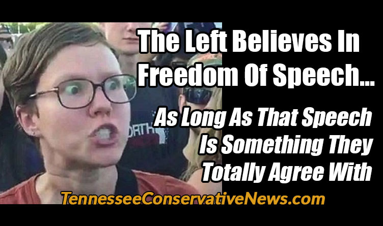 The Left Believes In Freedom Of Speech... As Long As That Speech Is Something They Totally Agree With - Meme