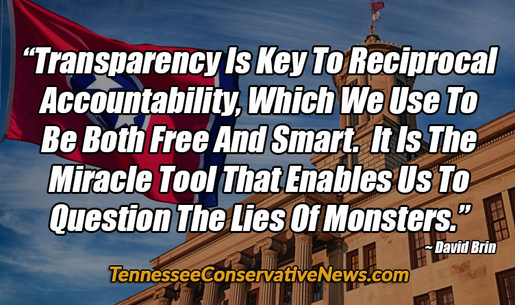 Transparency Is Key To Reciprocal Accountability, Which We Use To Be Both Free And Smart. It Is The Miracle Tool That Enables Us To Question The Lies Of Monsters. - David Brin quote - Tennessee General Assembly