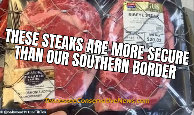 These Steaks Are More Secure Than Our Southern Border - Walmart Steak metal wire - meme