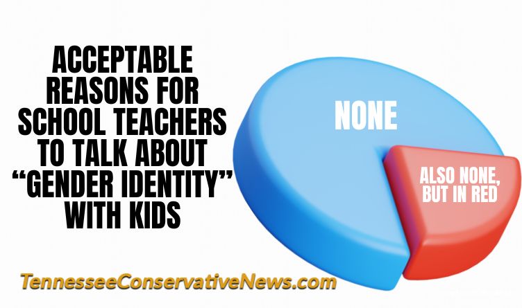 Acceptable Reasons For School Teachers To Talk About “Gender Identity” With Kids - None - Also None But In Red - Meme