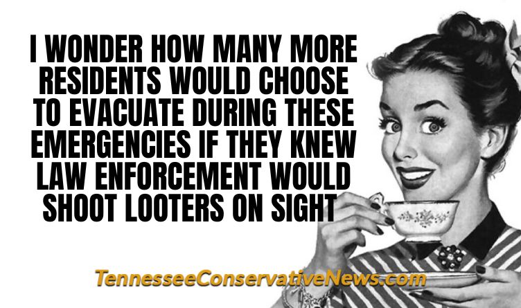 I Wonder How Many More Residents Would Choose To Evacuate During These Emergencies If They Knew Police Law Enforcement Would Shoot Looters On Sight - Meme