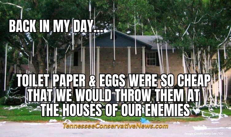 Back In My Day... Toilet Paper & Eggs Were So Cheap That We Would Throw Them At The Houses Of Our Enemies - Meme