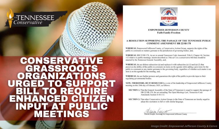 Conservative Grassroots Organizations Urged To Support Bill To Require Enhanced Citizen Input At Public Meetings