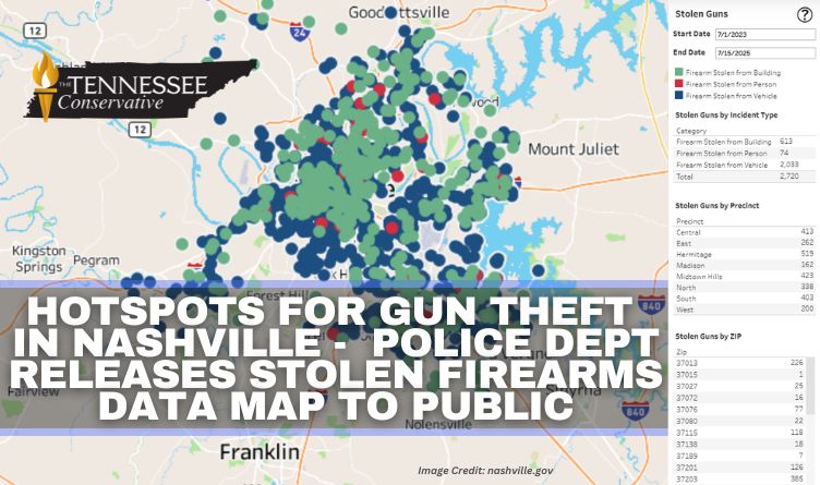 Hotspots For Gun Theft In Nashville, Police Dept Releases Stolen Firearms Data Map To Public