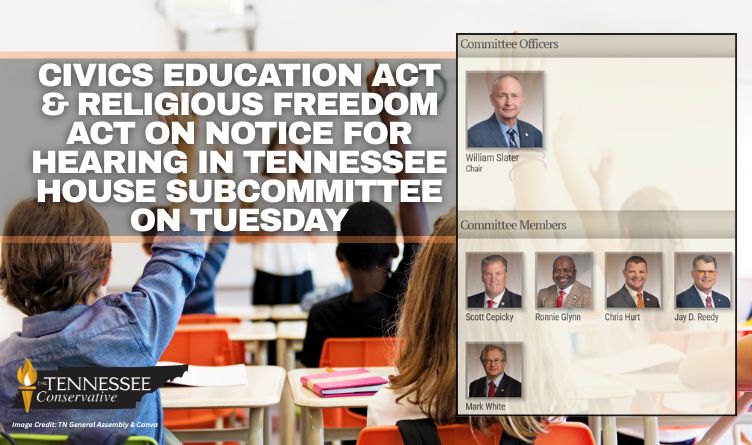 Civics Education Act & Religious Freedom Act On Notice For Hearing In Tennessee House Subcommittee On Tuesday