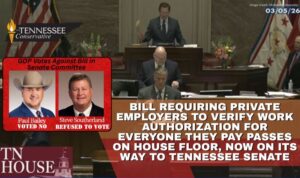 Bill Requiring Private Employers To Verify Work Authorization For Everyone They Pay Passes On House Floor, Now On Its Way To Tennessee Senate