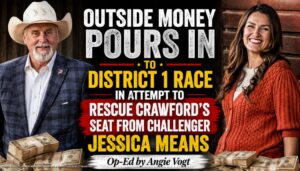 Outside Money Pours In To District 1 Race In Attempt To Rescue Crawford's Seat From Challenger Jessica Means (Op-Ed By Angie Vogt)